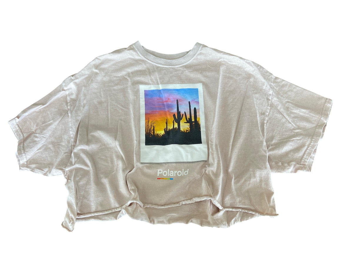 Pre-Loved Polaroid Cactus Long Sleeve Cropped Shirt *Size M/L - Deer Creek Mercantile