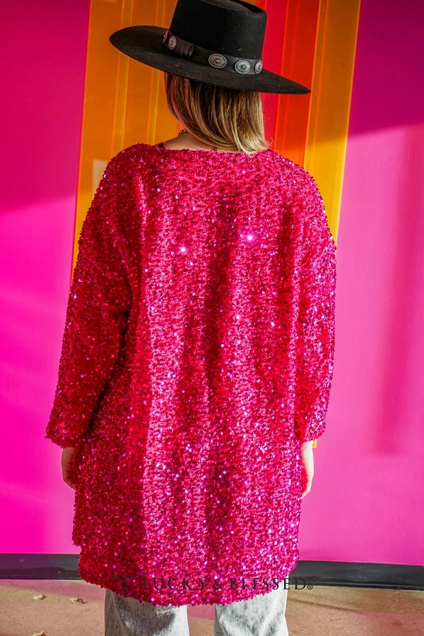 Holiday Collection Pink Sequins Cardigan - Deer Creek Mercantile
