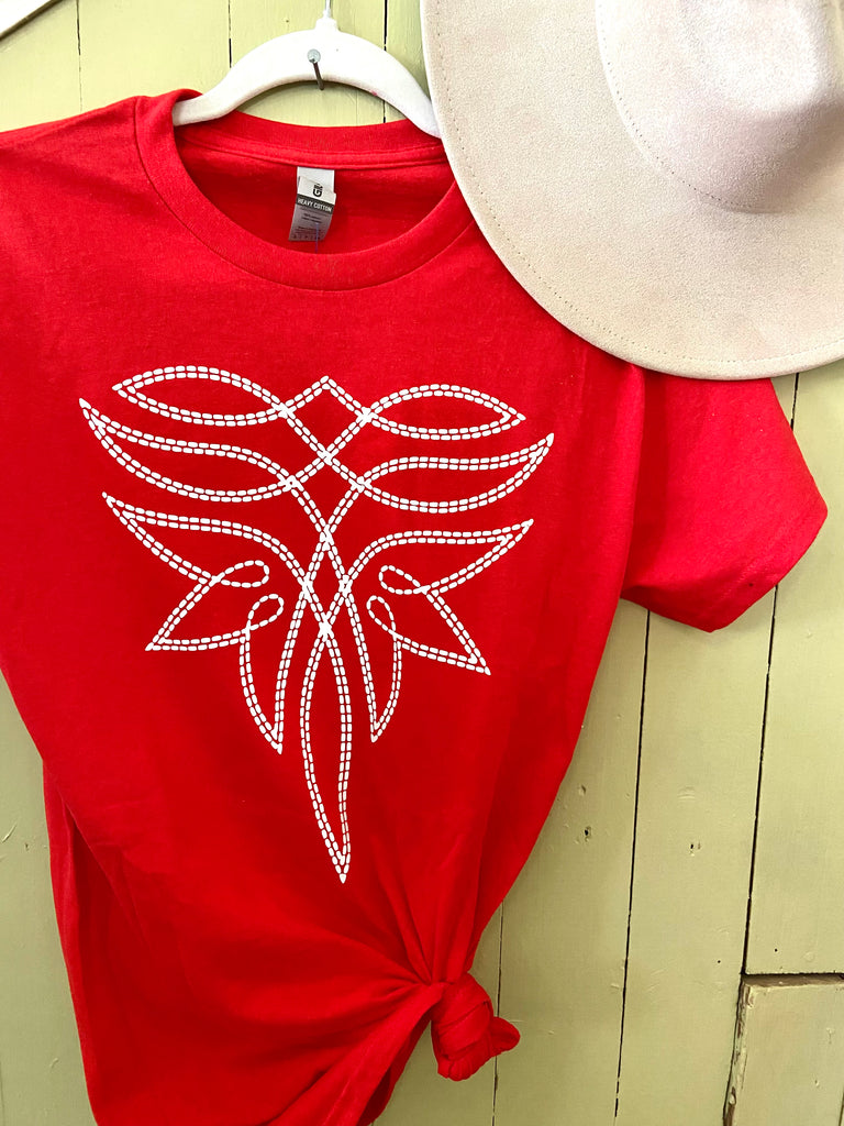 Western Boot Stitch Graphic Tee *Red - Deer Creek Mercantile