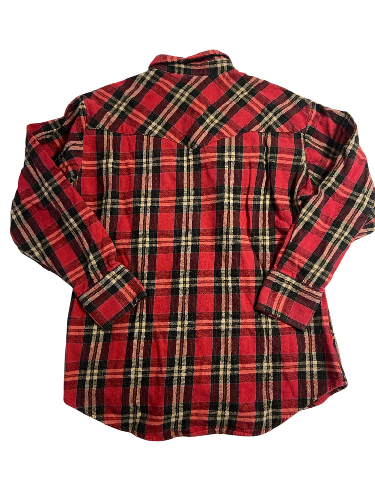 Vintage ELY Red/Green Plaid Flannel Pearl Snap Shirt *Size Large - Deer Creek Mercantile