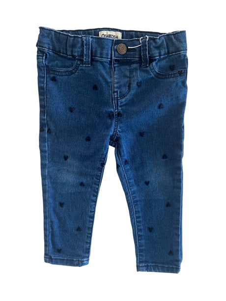Pre-Loved Oshkosh Baby Girls Jeans With Hearts Size 18M - Deer Creek Mercantile