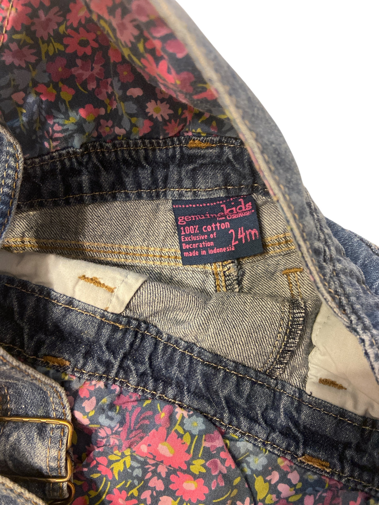 Pre-Loved Genuine Kids Oshkosh Floral Denim Overalls *Size 24 Months - Deer Creek Mercantile