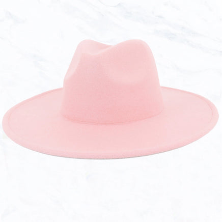 Wool Big Brim Fedora Hat (Light Pink) - Deer Creek Mercantile