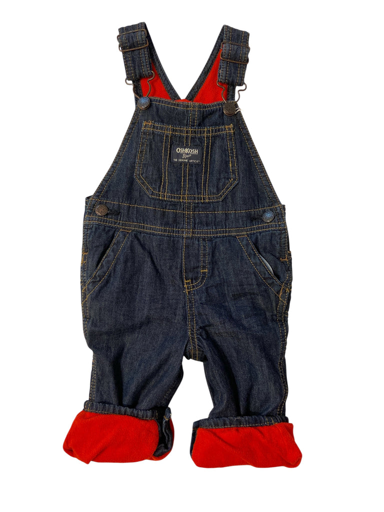 Pre-Loved Oshkosh Red Fleece & Denim Overalls *9 Months - Deer Creek Mercantile