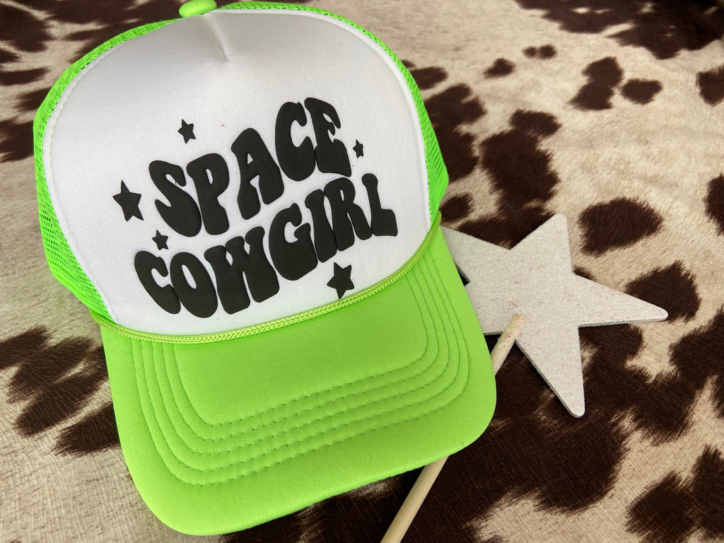 Space Cowgirl Trucker Hat * Lime Green - Deer Creek Mercantile