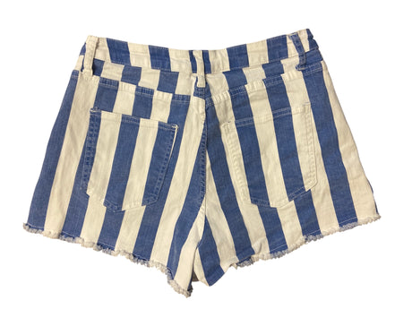 Pre-Loved Saints & Hearts Blue/White Striped Shorts *Size Large - Deer Creek Mercantile