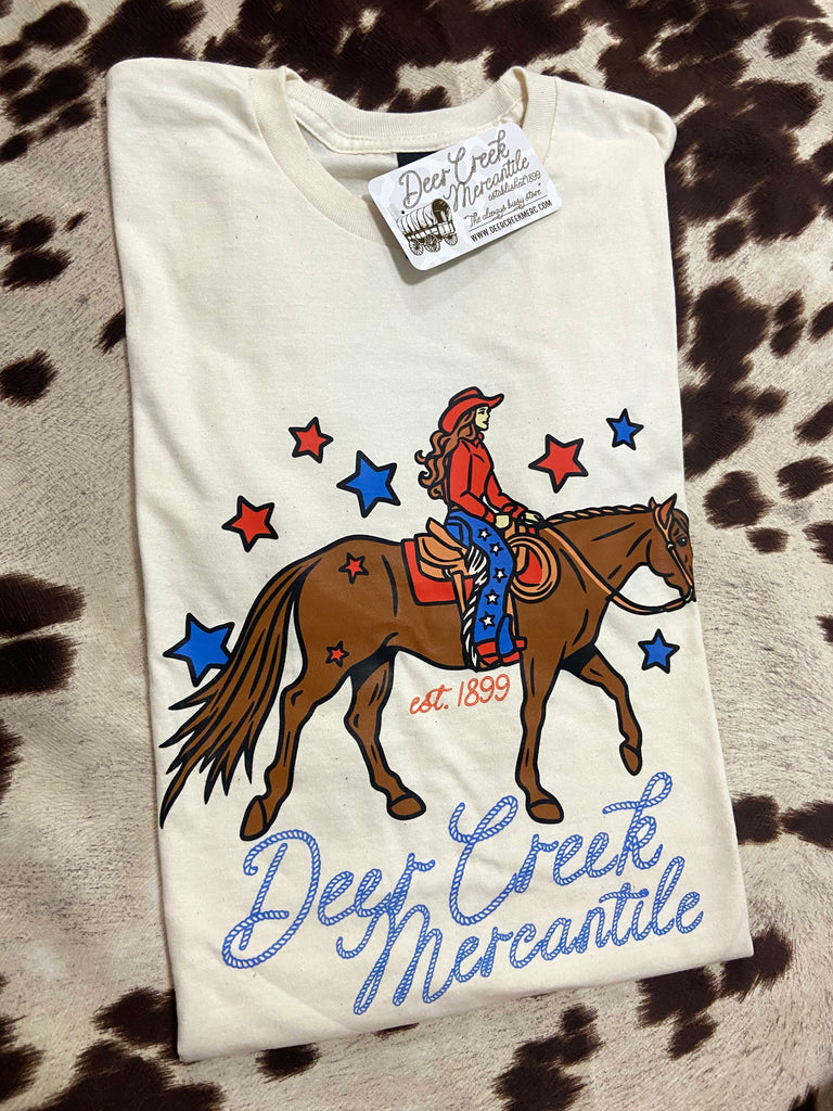 Deer Creek Mercantile Cowgirl Graphic Tee *Red/White/Blue - Deer Creek Mercantile