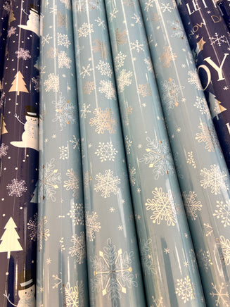 Light Blue Snowflake Christmas Wrapping Paper - Deer Creek Mercantile