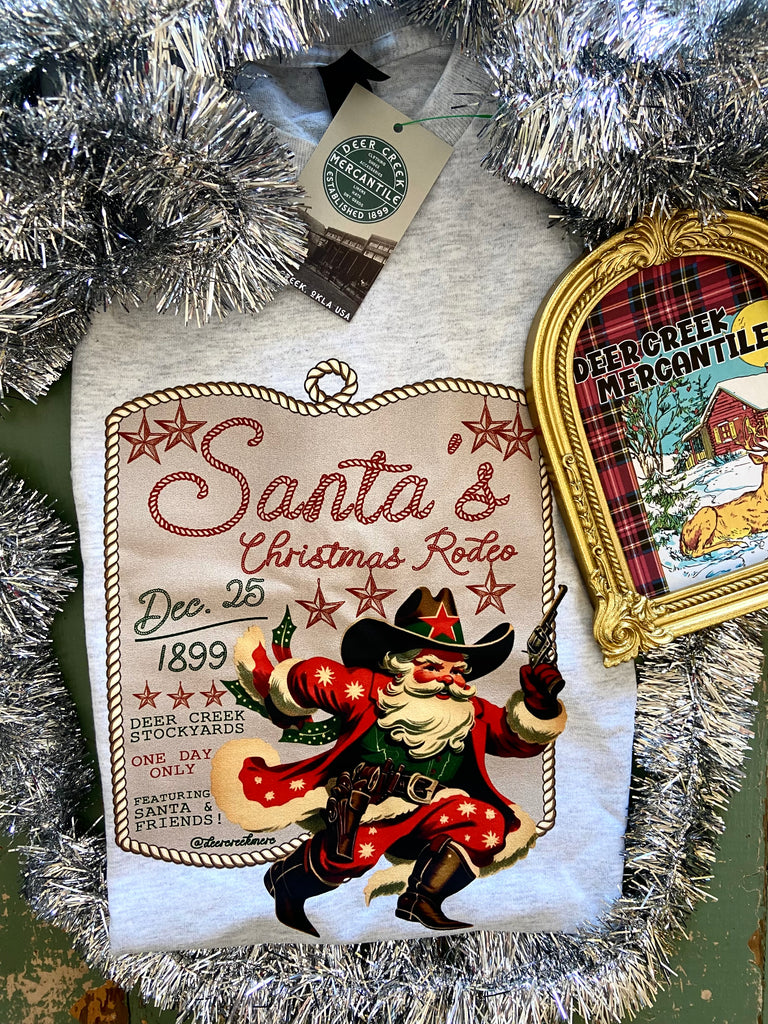 Rodeo Christmas Poster Graphic Tee *Light Gray - Deer Creek Mercantile