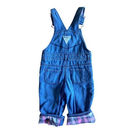 Pre-Loved Baby Girls OshKosh Overalls W/ Plaid Lining Size 18M - Deer Creek Mercantile