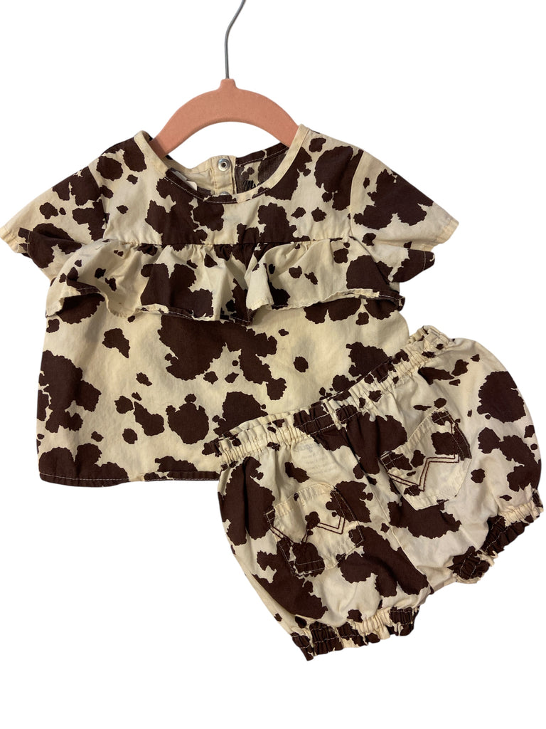 Pre-Loved Wrangler Baby Girls Cow Print Outfit *6-9 Months - Deer Creek Mercantile