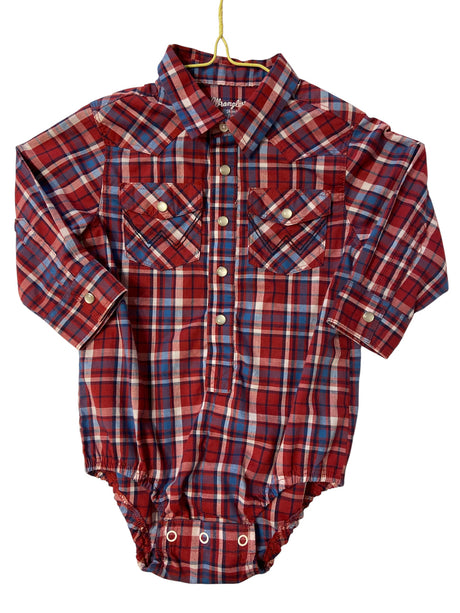 Pre-Loved Wrangler Plaid Onesie *Size 24 Months - Deer Creek Mercantile