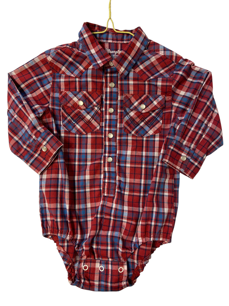 Pre-Loved Wrangler Plaid Onesie *Size 24 Months - Deer Creek Mercantile