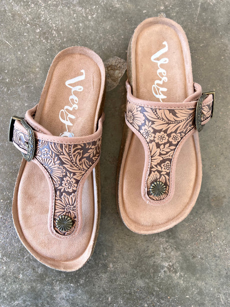 Sunny's Tooled Sandal * Tan - Deer Creek Mercantile