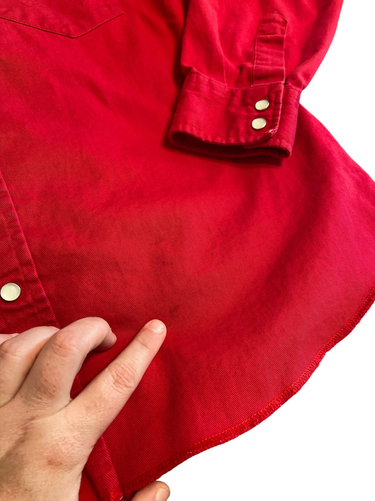 Vintage Wrangler Red Pearl Snap Shirt *XXL BOYS YOUTH - Deer Creek Mercantile
