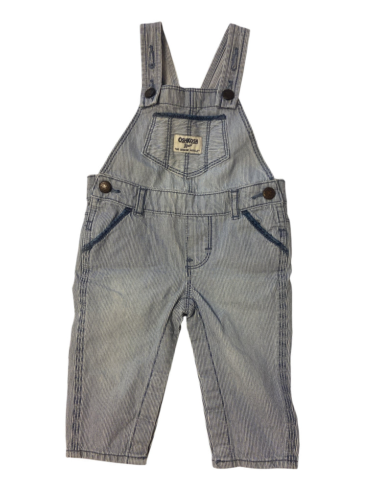 Pre-Loved OshKosh Blue/White Striped Denim Overalls *Size 6 Months - Deer Creek Mercantile