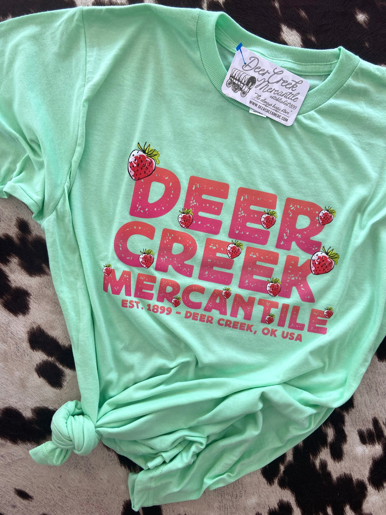 Strawberry Deer Creek Mercantile Promo Tee *Mint - Deer Creek Mercantile