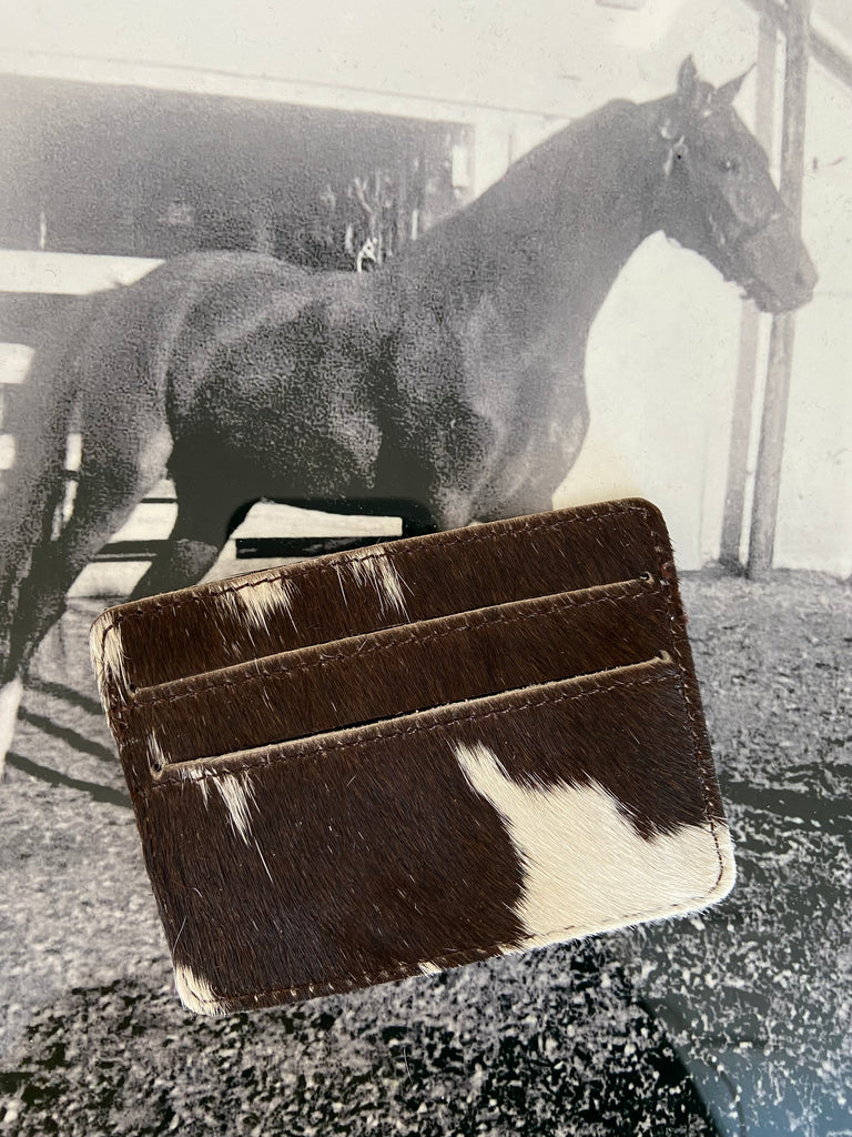 Cowhide Credit Card Wallet *Brown/White - Deer Creek Mercantile