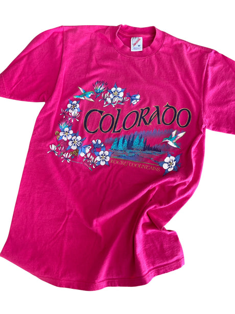 Vintage COLORADO Souvenir Graphic Tee 1996 Hot Pink *Size Medium - Deer Creek Mercantile