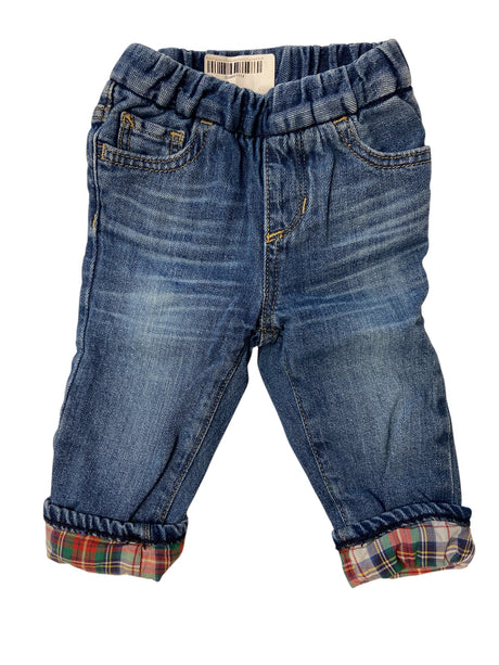 Pre-Loved Gap Denim Baby Pants With Plaid Lining *6-12 Months - Deer Creek Mercantile
