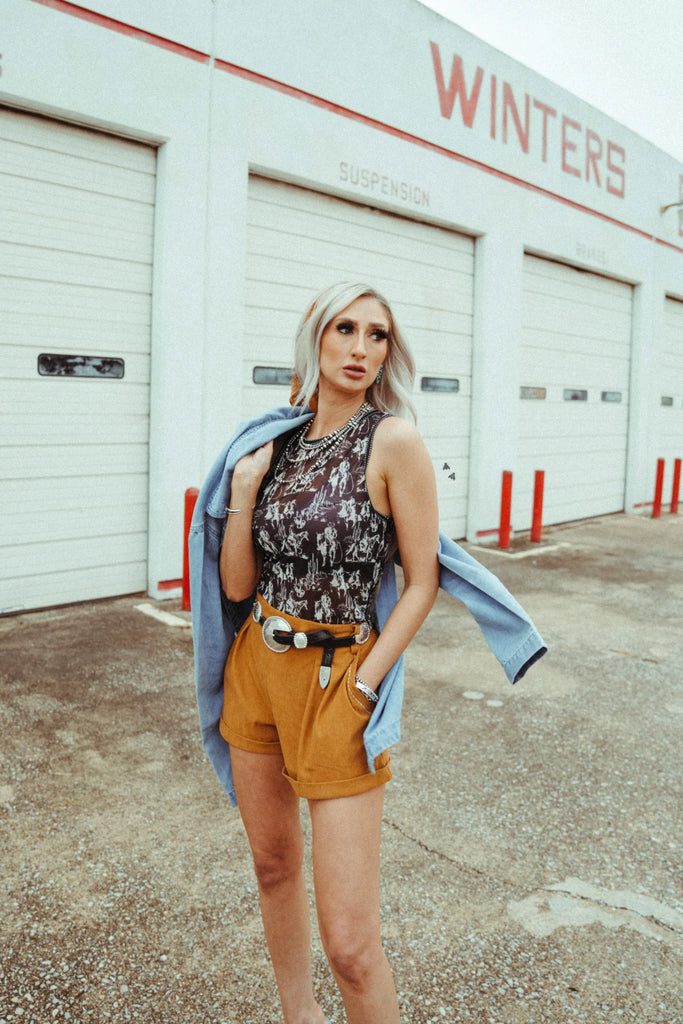 Callin' Cowboys Mesh Graphic Tank Top - Deer Creek Mercantile