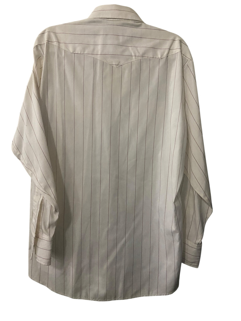 Vintage Panhandle Slim White W/Maroon Stripe *Size 16 1/2 x 34 *MADE IN USA - Deer Creek Mercantile