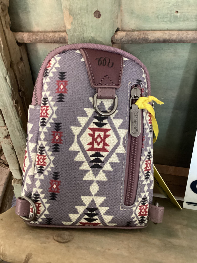 Wrangler Southwest Print Crossbody Sling Chest Bag - Lavender - Deer Creek Mercantile