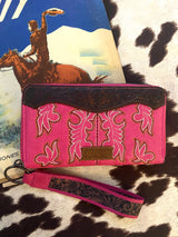 Wrangler Embroidered Wallet/Wristlet - Hot Pink - Deer Creek Mercantile