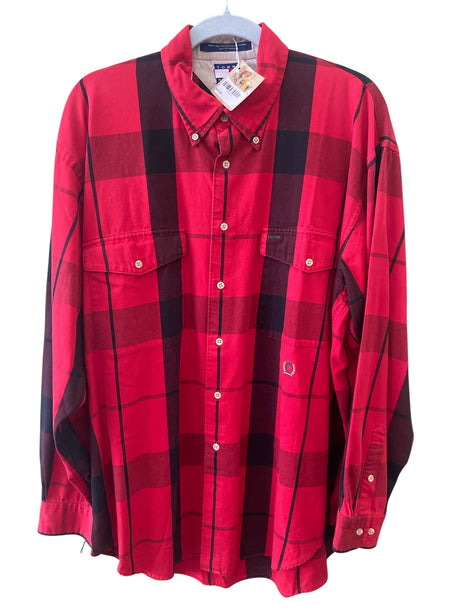 Vintage Tommy Hilfiger Red Black Shirt Size Large - Deer Creek Mercantile