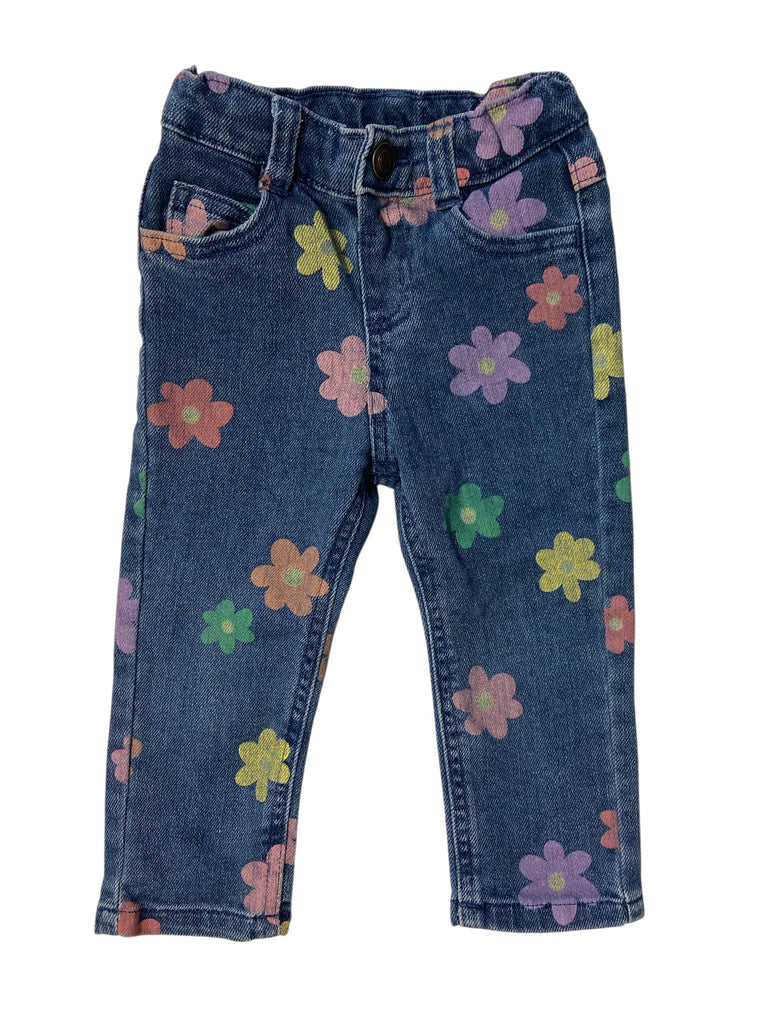 Pre-Loved Garanimals Flower Power Baby Girls Jeans *Size 18 Months - Deer Creek Mercantile