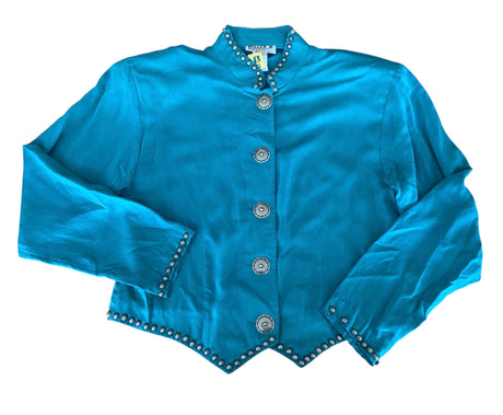 Vintage Miller Stockman Turquoise Western Top 1980s *Size Medium - Deer Creek Mercantile