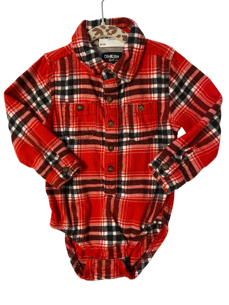 Pre-Loved Red Flannel Baby B'Gosh Onesie *Size 18-24 Months - Deer Creek Mercantile