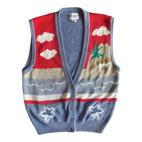 Vintage Koret Sweater Vest Beach Themed *Size Small - Deer Creek Mercantile