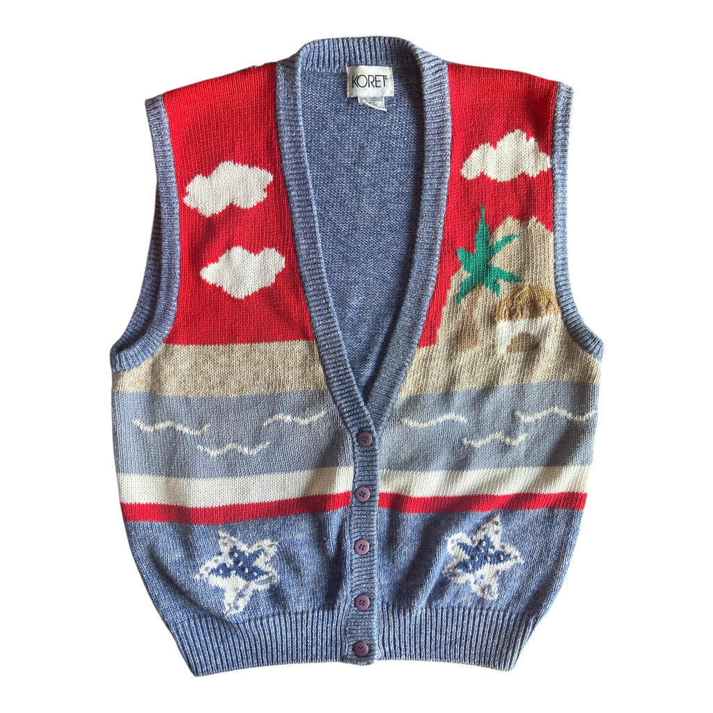 Vintage Koret Sweater Vest Beach Themed *Size Small - Deer Creek Mercantile