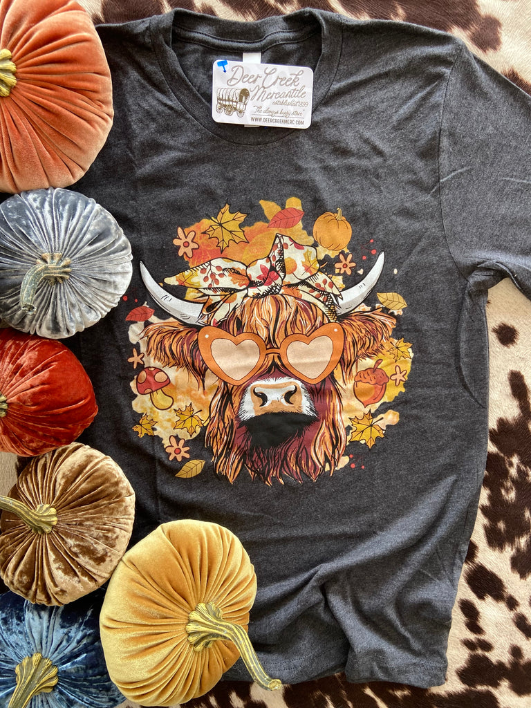 The Fall Highland Cow Graphic Tee - Deer Creek Mercantile