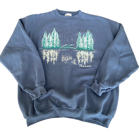 Vintage Kansas Snowy Trees Sweatshirt *Size Large - Deer Creek Mercantile