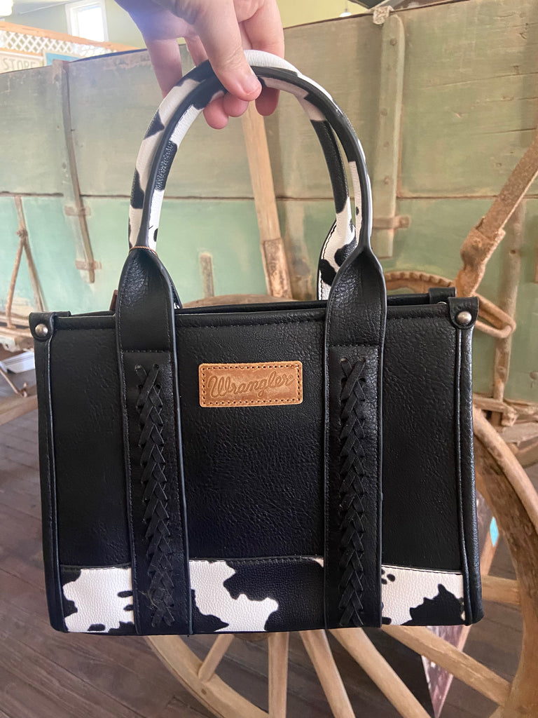 Wrangler Cow Print Concealed Carry Tote/Crossbody - Black WG102-8120SBK - Deer Creek Mercantile