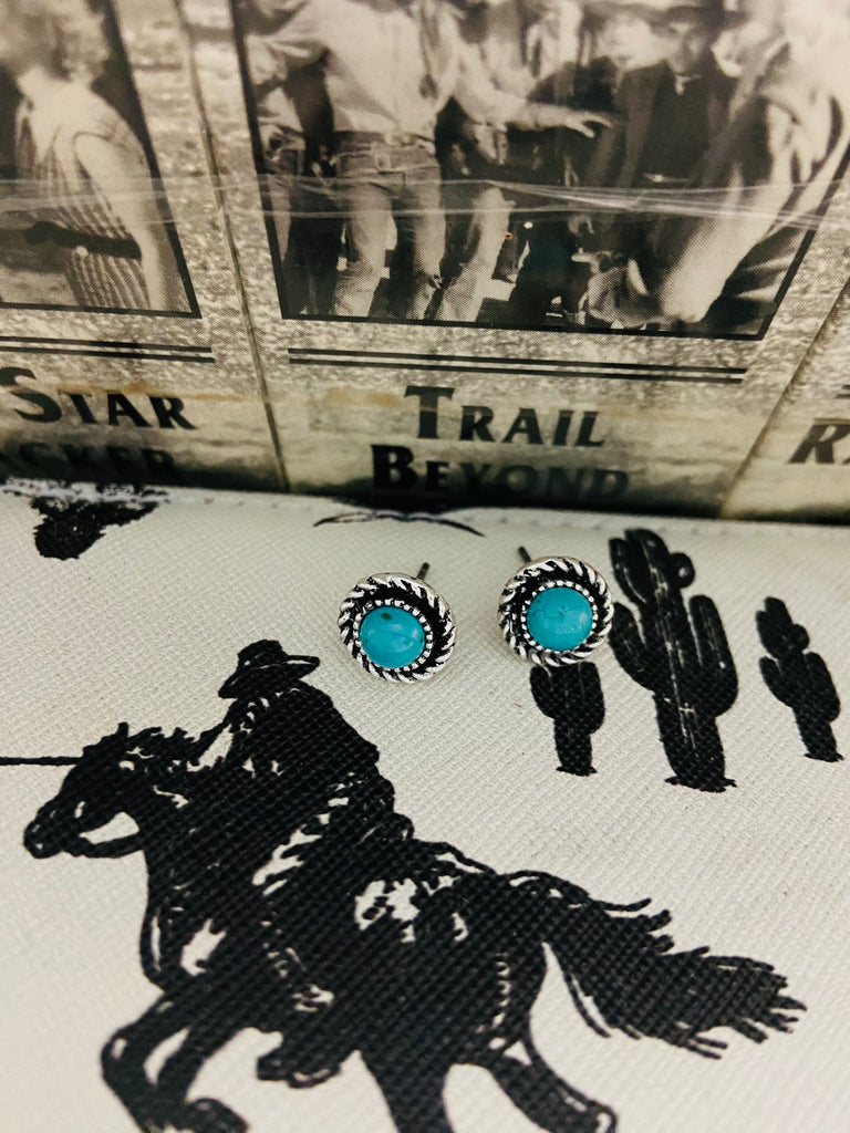 Chisholm Charm Turquoise Western Stud Earrings - Deer Creek Mercantile