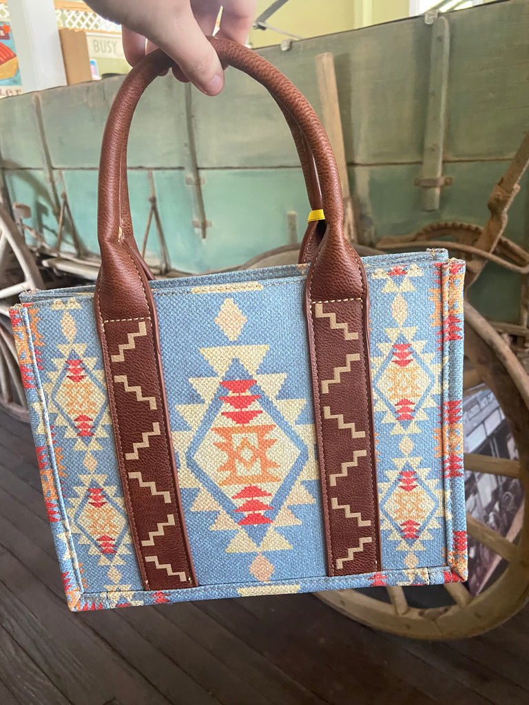 Wrangler Southwestern Print Small Canvas Tote/Crossbody - Brown - Deer Creek Mercantile