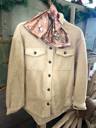 Christmas 2024 Fleece Shacket * Taupe - Deer Creek Mercantile