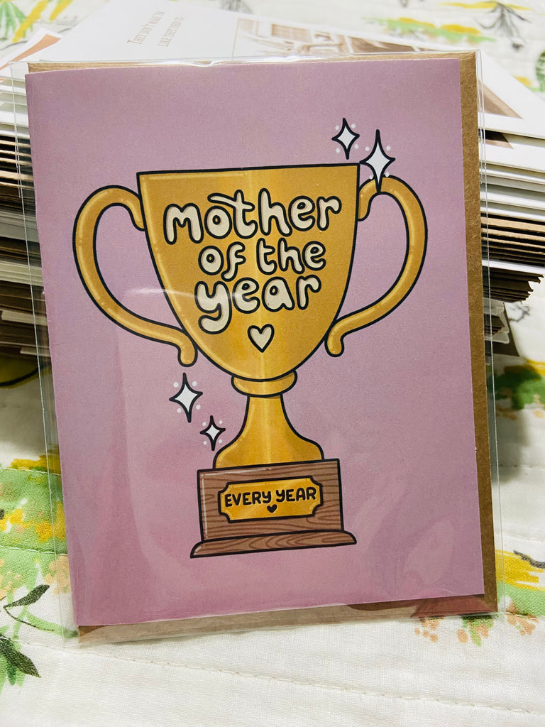 Mother's Day Mother Of The Year Trophy Greeting Card (BM) - Deer Creek Mercantile
