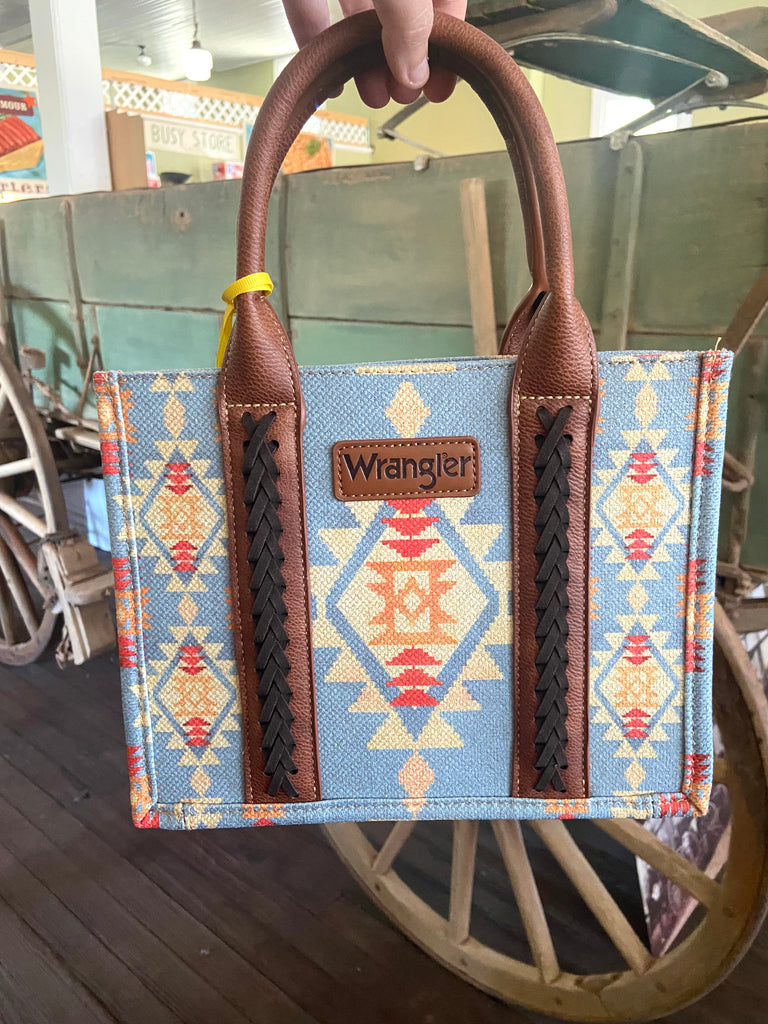 Wrangler Southwestern Print Small Canvas Tote/Crossbody - Brown - Deer Creek Mercantile