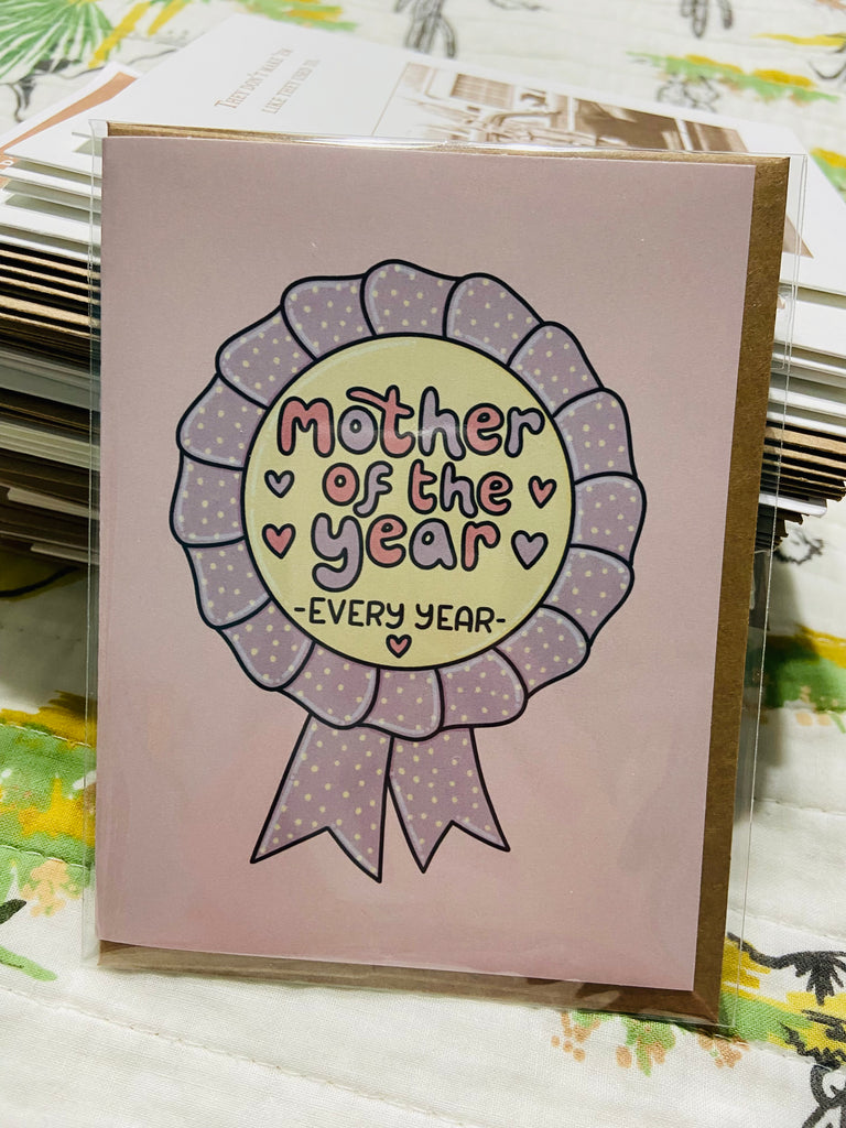 Mother's Day Mother Of The Year Ribbon Greeting Card (BM) - Deer Creek Mercantile