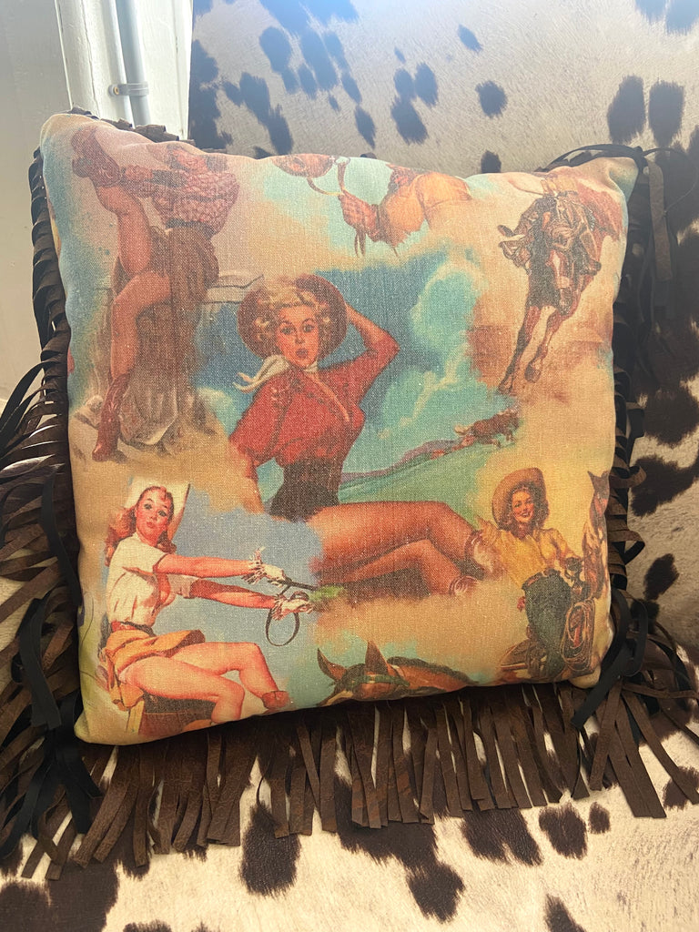 Retro Cowgirl Pillow - Deer Creek Mercantile