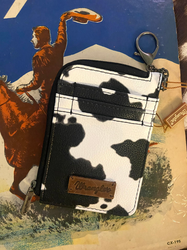 Wrangler Cow Print Print Mini Zip Card Case - Black - Deer Creek Mercantile