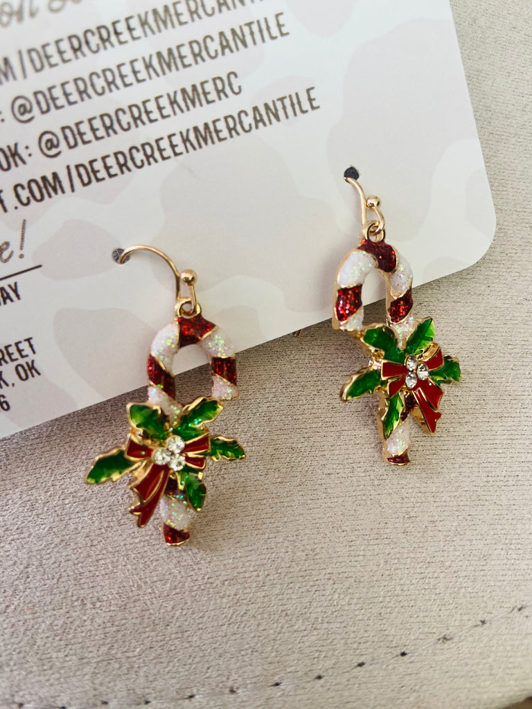 Christmas Candy Cane Dangle Earrings - Deer Creek Mercantile