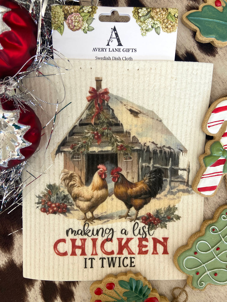 Christmas Makin' A Wish Chickens Swedish Dish Towel - Deer Creek Mercantile