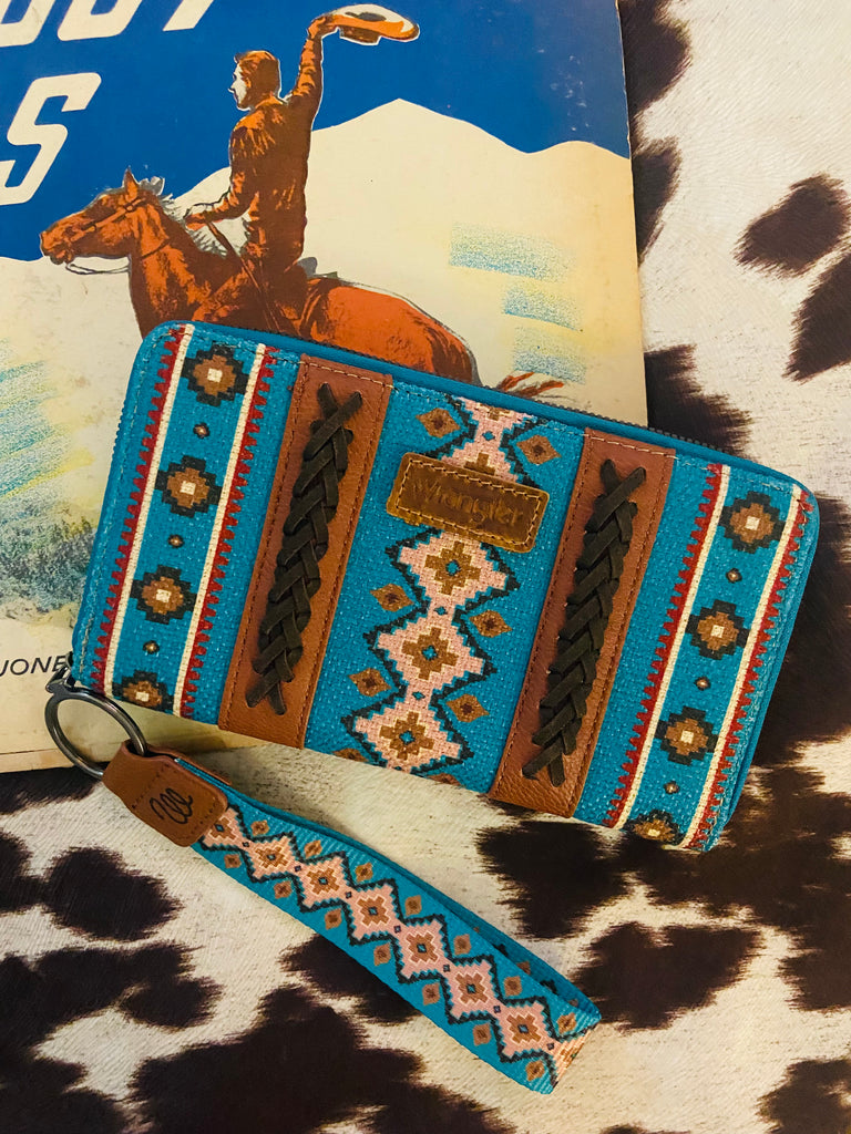 Wrangler Southwestern Art Print Wallet - Dark Turquoise - Deer Creek Mercantile