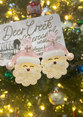 2024 Christmas Pink Santa Swirl Earrings - Deer Creek Mercantile