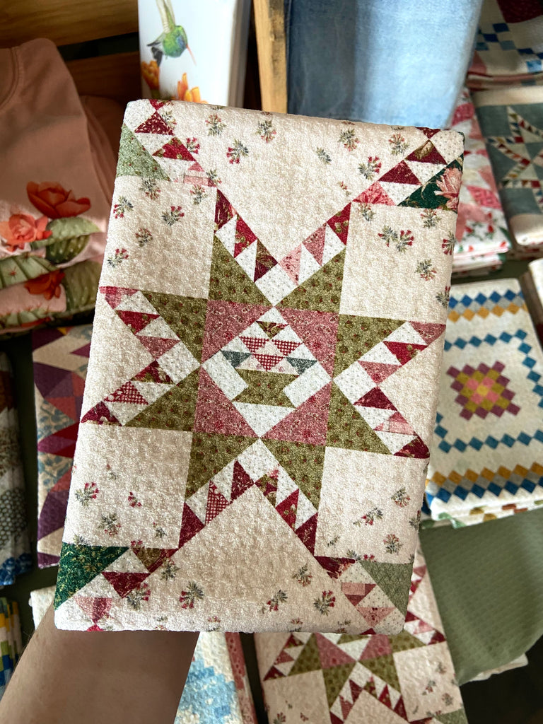 Joyous Star Quilt Pattern Dish Towel - Deer Creek Mercantile